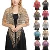 Hollow Triangle Sequin Lace Shawl Bridal Wedding Women Luxury Party Wrap Female Shiny Glitter Stole Club Scarf with Tassel