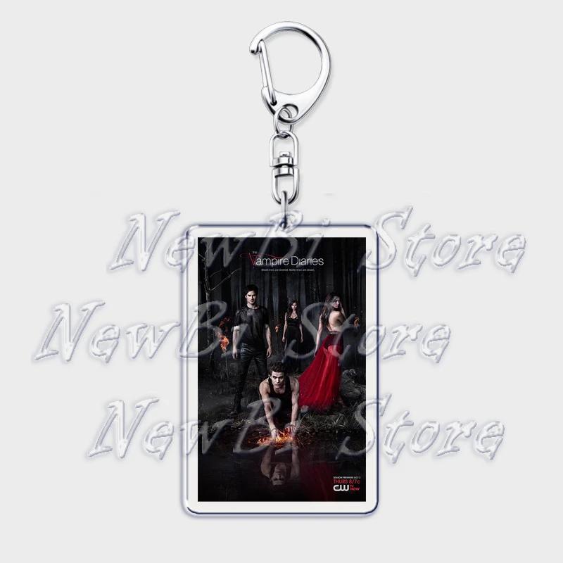 TVD The Vampire Diaries Keychain for Accessories Bag Damon Stefan Salvatore Elena Gilbert Key Chain Keyring Jewelry Fans Gifts