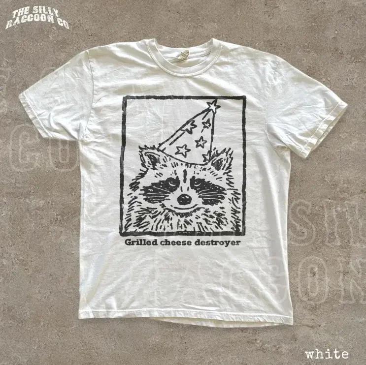 Vintage Raccoon Shirt, Funny Grilled Cheese Destroyer Tee for Men Women S
