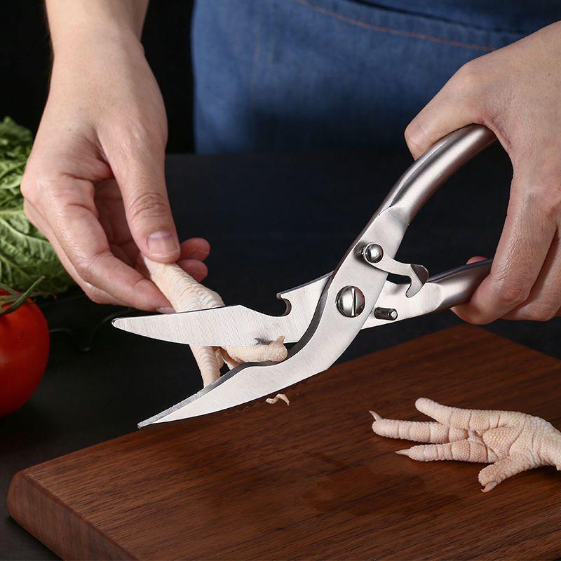 Stainless Steel Multifunctional Kitchen Scissors: Cut Chicken, Fish, Meat, and Seafood with Ease.