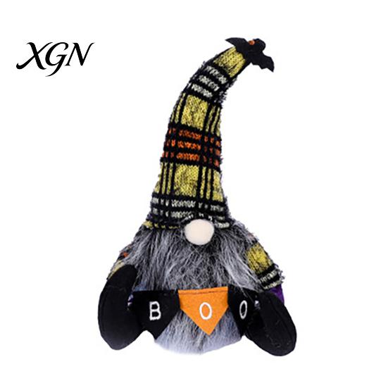 Striped Knitted Gnomes Halloween Plush Gnome Decoration, Spooky Boo Swedish Tomte Elf Figurine, Decorations Scandinavian Dwarf Ornament for Home Table