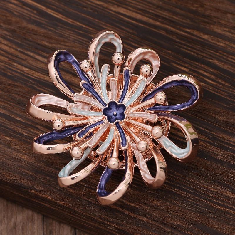 Heiß verkaufende emailierte geometrische Blume magnetische Brosche, modische kreative Blumenbrosche für Damen