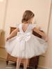 Girls' Big Bow Backless Princess Dress with Fluffy Gauze Skirt for Festivals and Performances