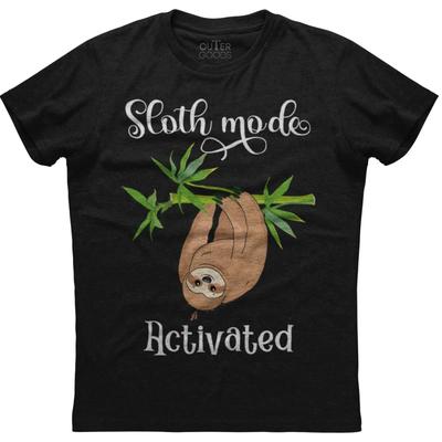 Sloth Mode Activated Funny Unisexs Cotton Black T Shirt Vintage Stylish Designer Clothes Streetwear Fashion Slightly
