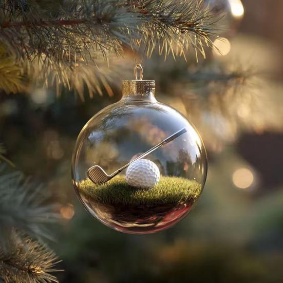 3D Animal Christmas Ball Decoration Dachshund/Tennis/Baseball/Golf Clear Plastic Xmas Ball Ornament for Winter Xmas