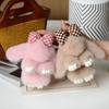 Plush Bunny Keychain Furry Faux Fur Rabbit Pendant Key Chain Soft Animal Keyring Accessory for Women Purse Backpack Decor