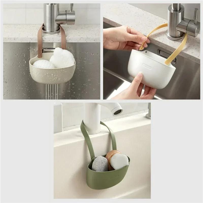 Kitchen Sink Hanging Bag Faucet Sponge Rack Washing Vegetables and Washing Dishes Sink Draining Hanging Basket