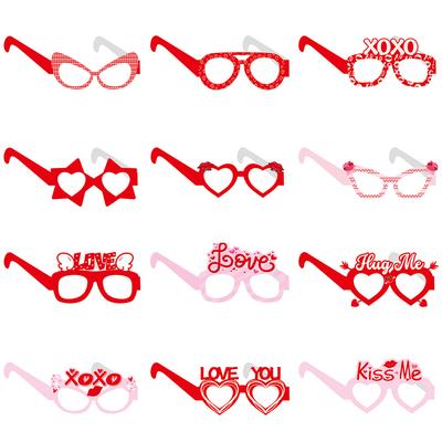 Valentine'S Day Wedding Anniversary Party Decorative Glasses Party Photo Love Paper Glasses