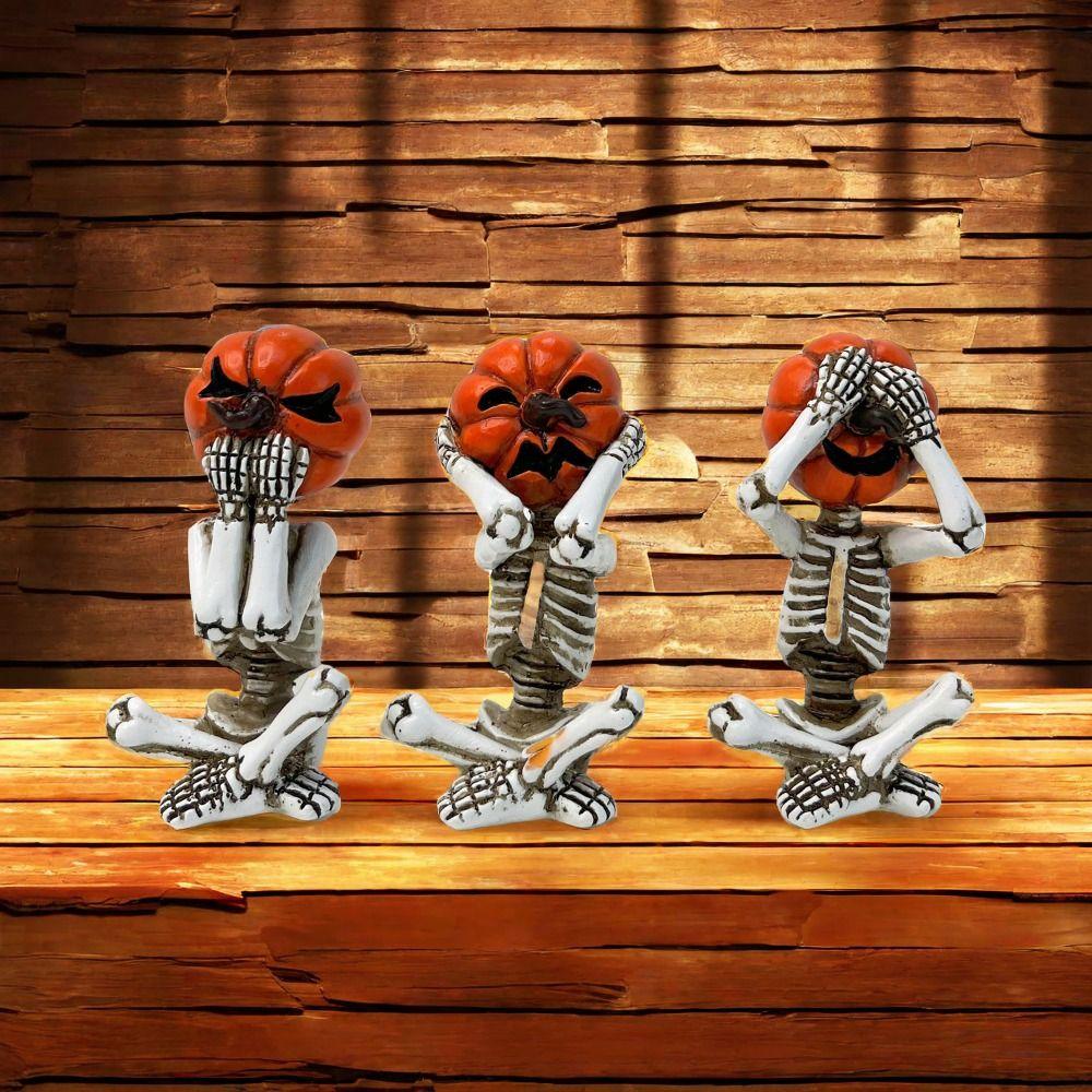 3Pcs/Set Resin Craft Meditation Yoga Skeleton Statue Skeleton Desktop Decoration  Entryway Decor