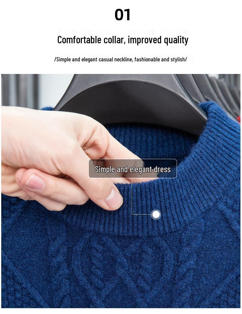 Men's Winter Jacquard Knit Sweater - Thick, Warm, Half-High Collar, Fashionable for All Ages