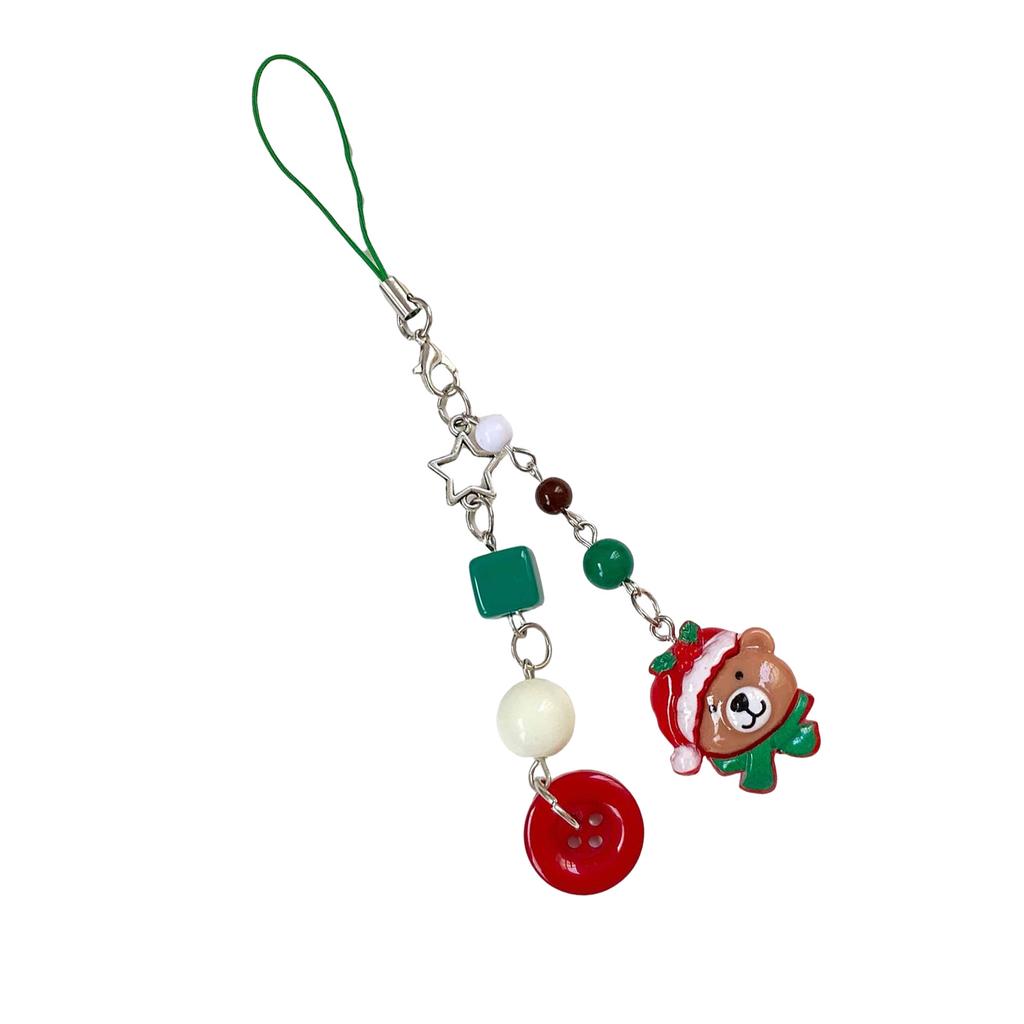 Cute Gingerbread Man and Bear Phone Charm Keychain Whimsical Gingerbread and Bear Keychain Phone Adornment for Everyday