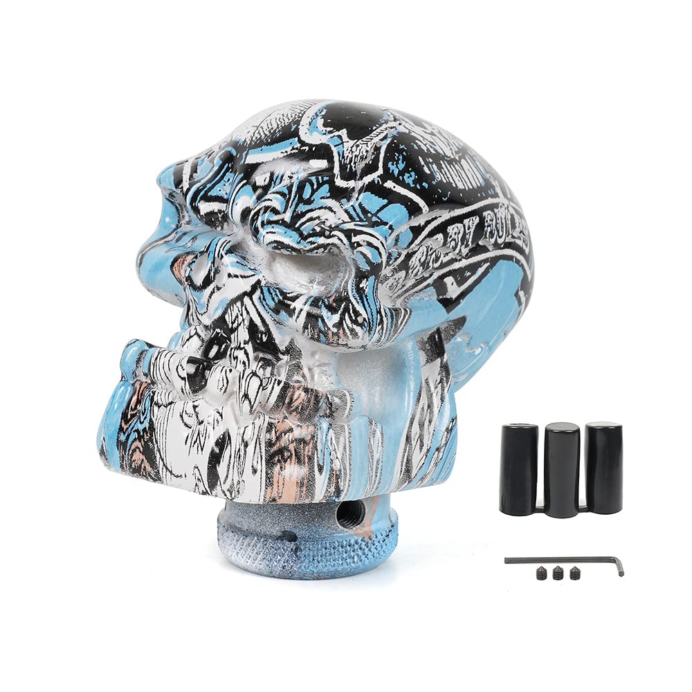 

MUTEKI Skull Shift Knob Funny Gear Shift Knob Shift Lever with 3 Adapters for синий