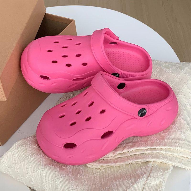 

Тонкая полоска Ева Мягкая подошва Модные Забавные туфли с дырочками Rose Red [Minimalist no flower deduction]] 38-39