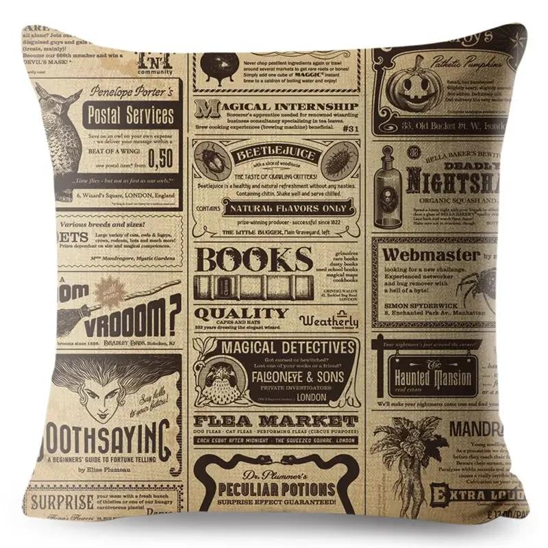 

Vintage Style Pillow Case Decor Old English Newspaper Printed Cushion Cover Polyester Pillowcase for Sofa Home Car 45*45cm 16x16Inch