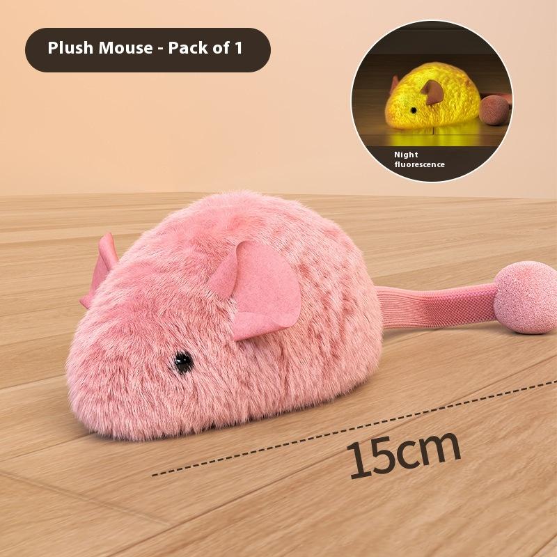 Interactive Plush Mouse Cat Toy With Night Fluorescence Simulation Mouse Cat Self Entertainment Indoor Pet Cat Toy