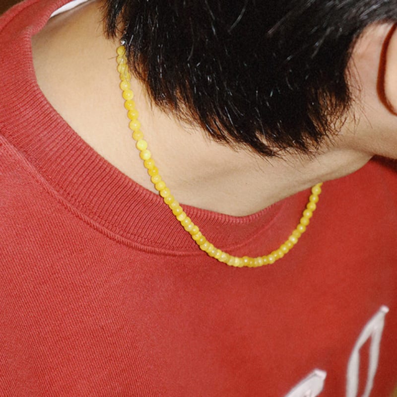 BICYCLE TROPHY BT Gemstone Necklace 13 (4mm Filled Jade Yellow)