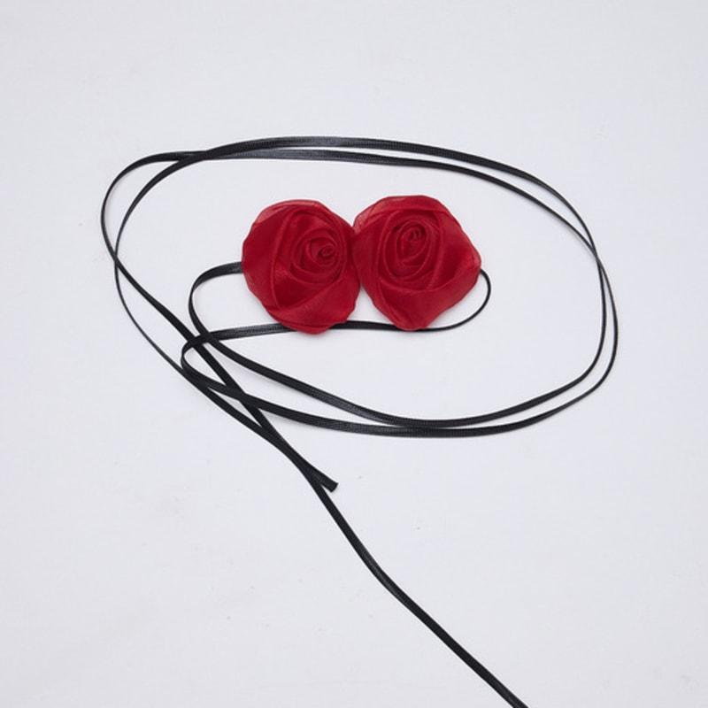 Melly&Rose [Gift Wrapping] Rose Choker&Belt (307686)_RED