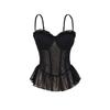 2026 Korean Style Polka Dot Mesh Bandeau Top with Padded Bust and Fishbone Slimming Ruffle