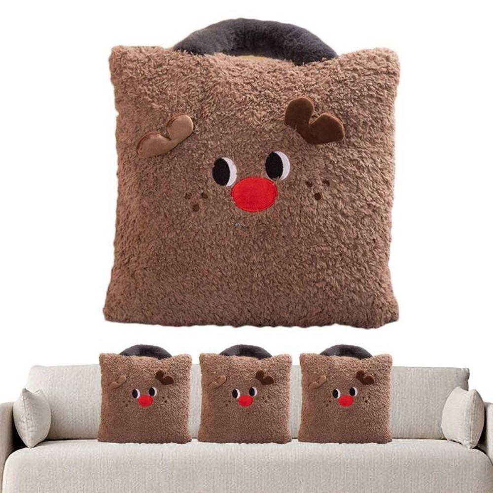 

Santa Elk Christmas Tree Christmas Storage Pillow 16x16 Inch Holiday Plush Pillow Home Decoration Style 1