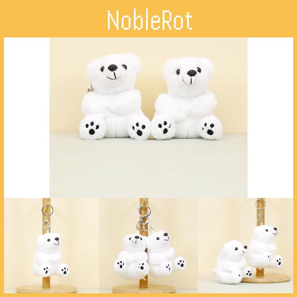Soft Short Plush Polar Bear Keychain Fluffy Stuffed Animal Toy For Bags And Keys