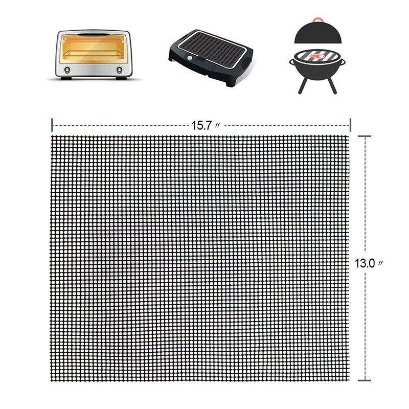 Bbq Grill Mat Mesh 2 Pcs Non Stick Teflon Cooking Grilling Sheet Liner Fish New