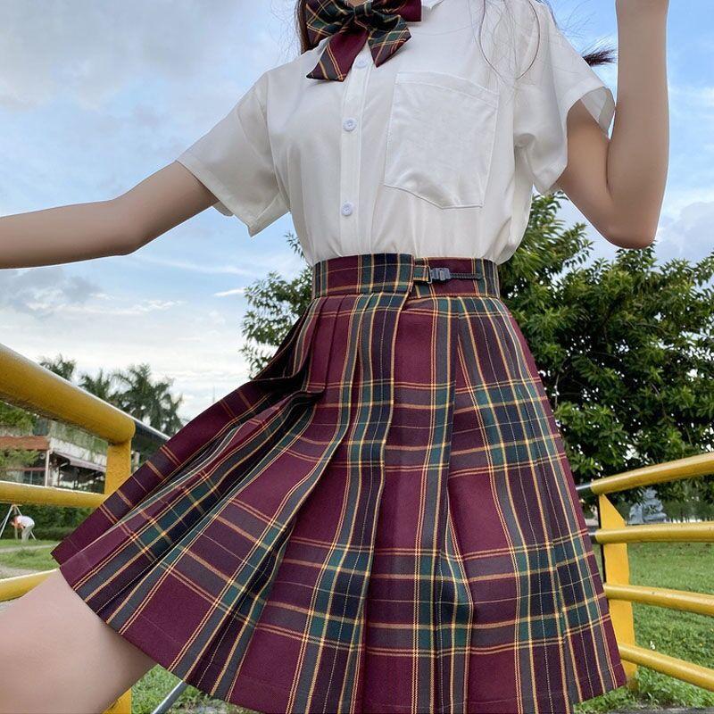 

3 шт (Спідниця+метелик+сорочка) Жіночий набір шкільної форми в стилі аніме, літній JK, короткий піджак із спідницями, костюм XS-XXL M