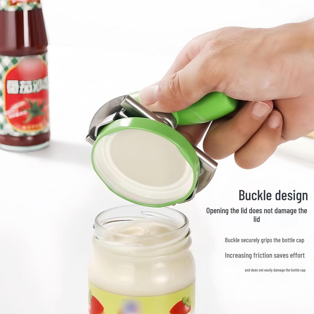 Stainless Steel Non-Slip Manual Can & Lid Opener, Multifunctional & Labor-Saving Design