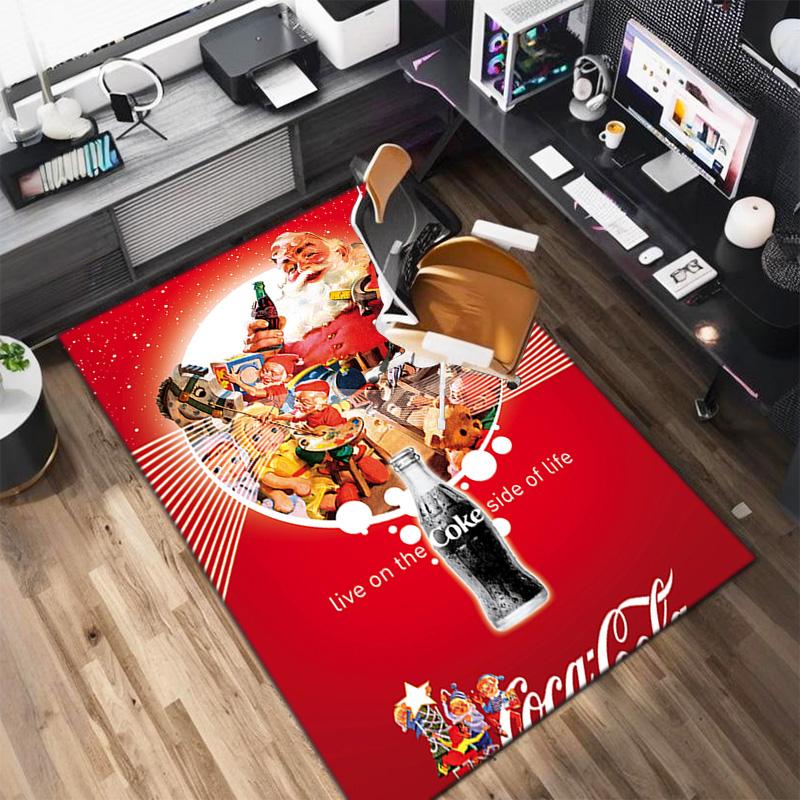 Christmas Gift Halloween Themed Cola Beverage Coca Cola Carpet Is Suitable for Living Room and Bedroom Doormats Office Balcony Decorative Carpet V26