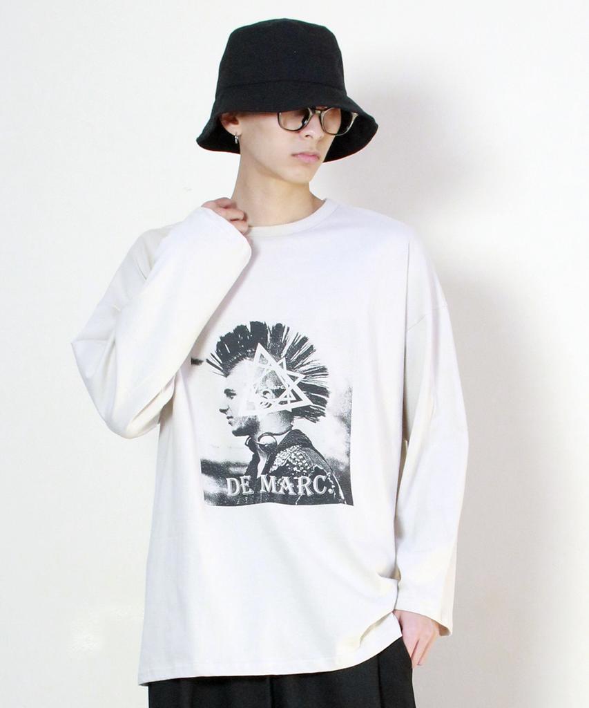 Deumakeu Dark Punk Graphic Boxy Fit T-Shirt Beige
