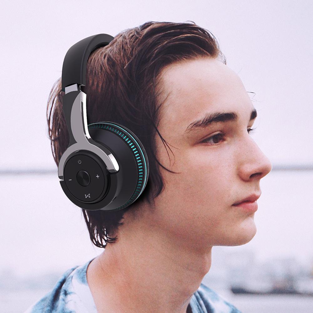 Headworn Bluetooth Headset Earbuds Brilliant Luminous Heavy Folding Retractable Card Headset Wireless Bluetooth 5.0 Headphones