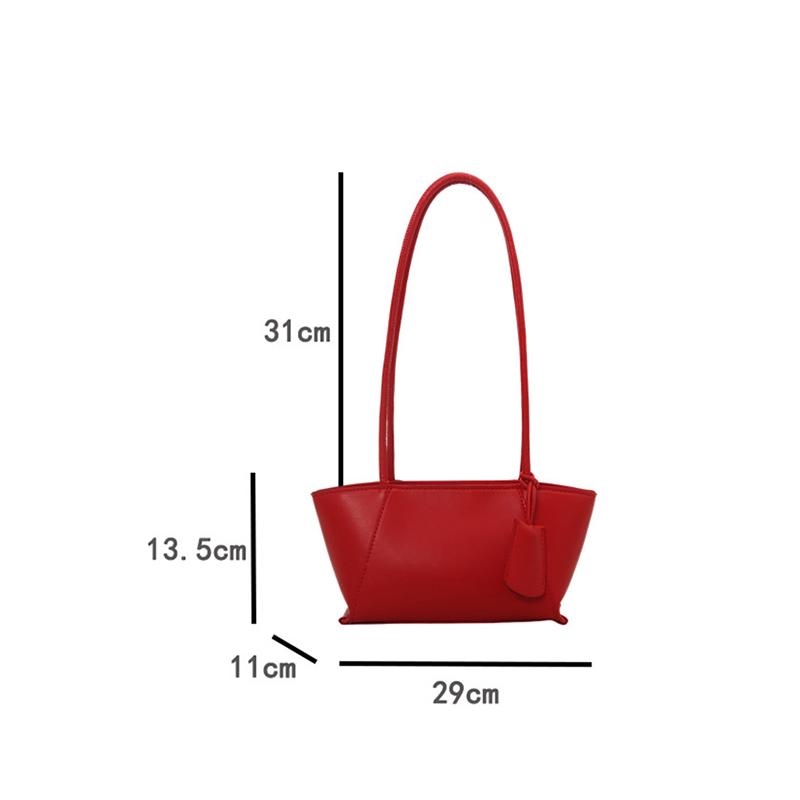 Simple Stylish Solid Color Tote Bag Luxury Casual Pu Leather Shoulder Bag Leisure High-end Women's Underarm Bag