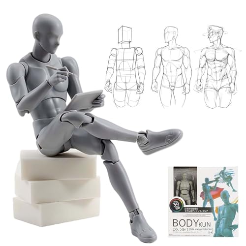 

30-Jointed Drawing Figures, Posable Male & Female Models with Stand [Professional Recommended] for Manga and Art, Expressive Muscles, Drawing Doll, Sk
