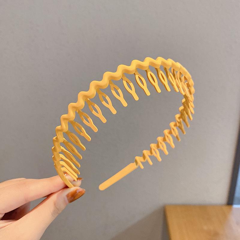 Elegant Solid Color Wave Hairbands For Women Trendy Toothed Non-slip Hair Combs Hair Accessories Girl Face Wash Sports Headbands