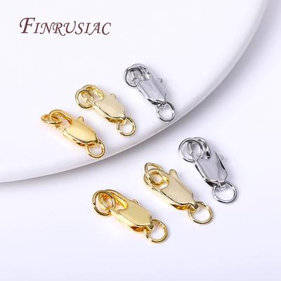 18K Gold Plated Oval Lobster Clasp with 2 Closed Ring Connectors For DIY Bracelet Necklace Lock Findings Jewelry Making Supplies