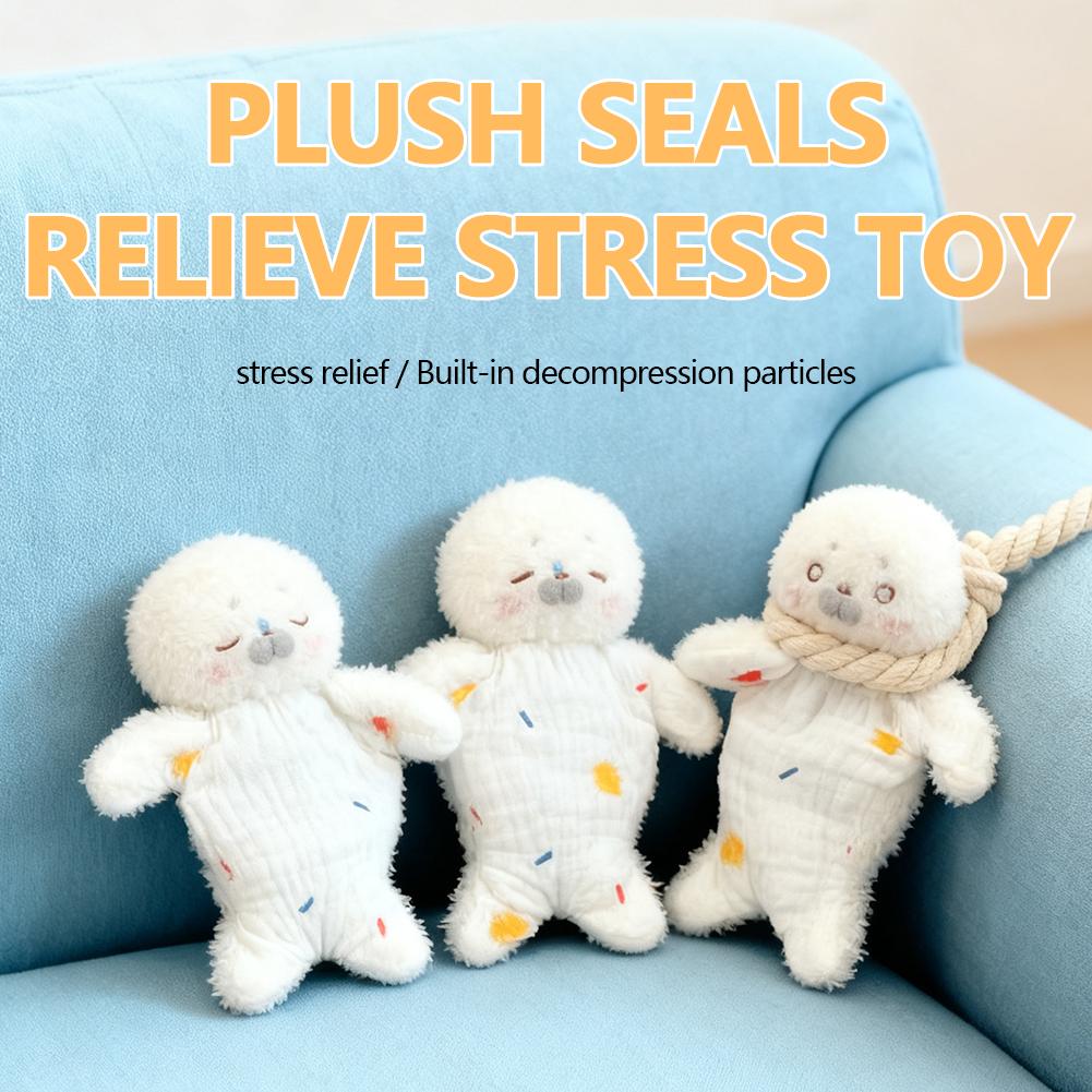 Cute Seal Stress Relief Plush Toy with Hanging Rope Funny Sensory Bean Bag for Kids And Stress Relief