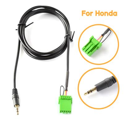 6Pin Green Connector Stereo 3.5mm Jack Audio Aux-In MP3 Cable Wire For Honda Jazz Fit 2002-2006