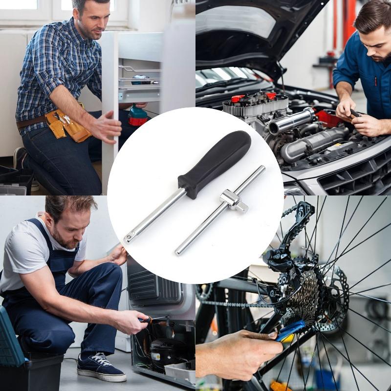 1/4 Small Square Rod Spinner Screwdriver Tip Multi-purpose Bottom Hole Connection 150 MM Spanner Handle  Holder Hand Tools