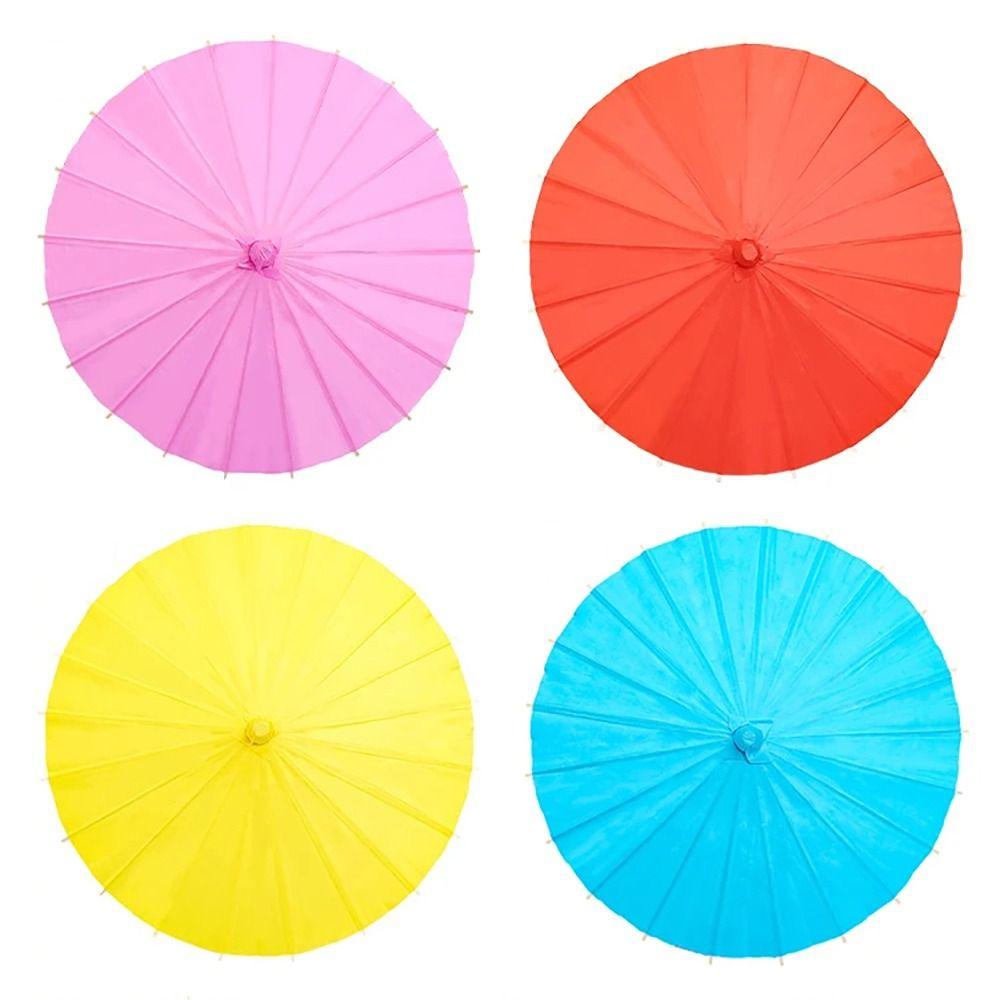 1Pcs 20/30/40/60cm Paper Umbrella Colored Long-handle Painting Supplies DIY Handmade Blank Photography Prop