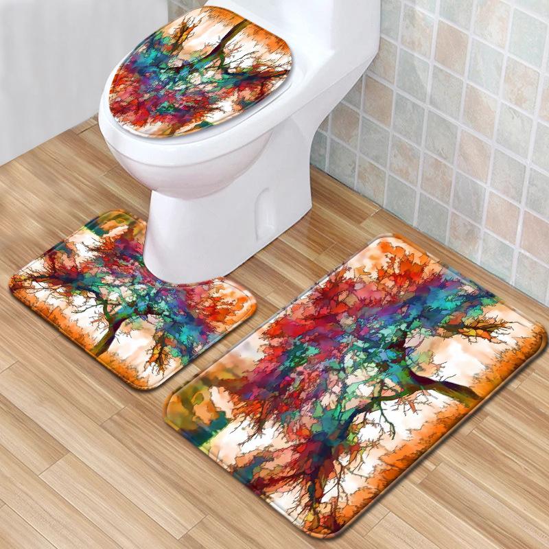 Textured Toilet Three-Piece Floor Mat Bathroom Three-Piece Carpet Doormat
