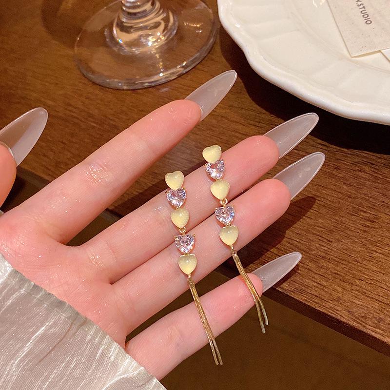 "925 Silver Long Tassel Zircon Bow Earrings for Women - Light Luxury & Versatile Design"