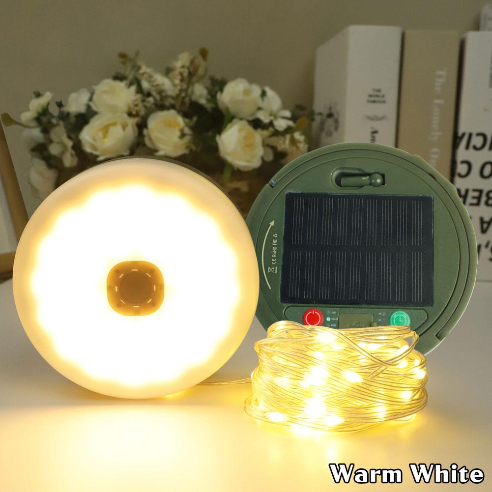 Outdoor Solar Powered Camping String Lights 1Pc 8 Lighting Modes 4 in 1 Tent Camping Lights теплый белый