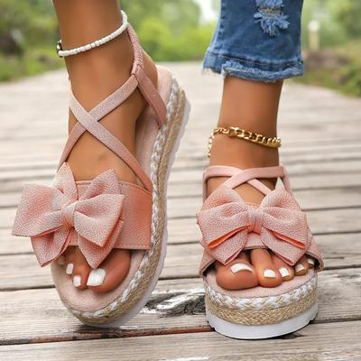 Fashion Women Sandals Outdoor Bow Tie Flat Home Shoes Women Outdoor Lightweight Sandals Fashion Beach Casual Sandals Zapatos De Mujer