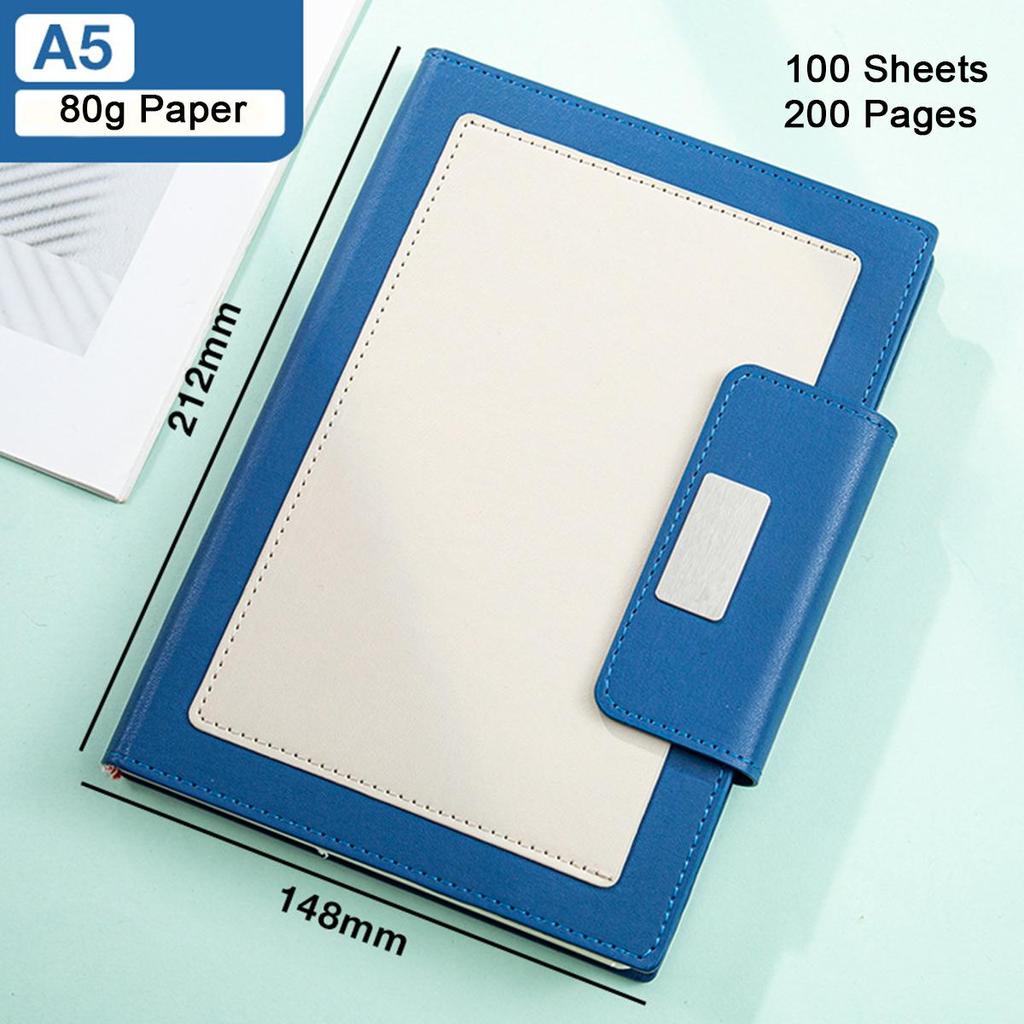 A5 Leather Buckle Business Notebook, Work Meeting Record Book, Student Subject Notebook, Thickened Diary, Lined Pages, Travel Log, 100 Sheets