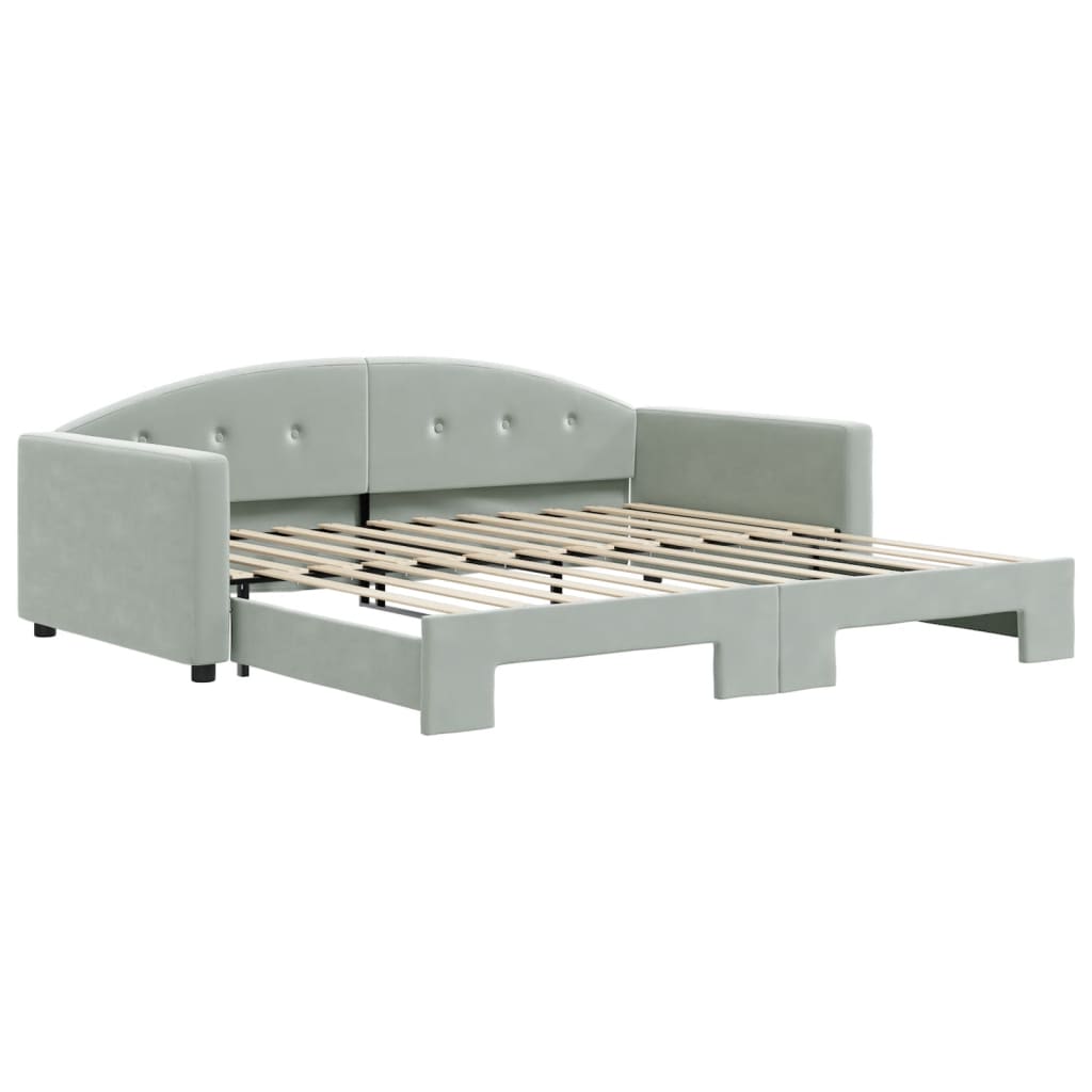 Pull Out Daybed Light Grey 100x200 cm Velvet