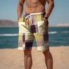 Short de survêtement pour homme, short de plage, short en tissu éponge, cordon de serrage, taille élastique, imprimé 3D, graphique, carreaux, rayures, respirant, doux, court, quotidien