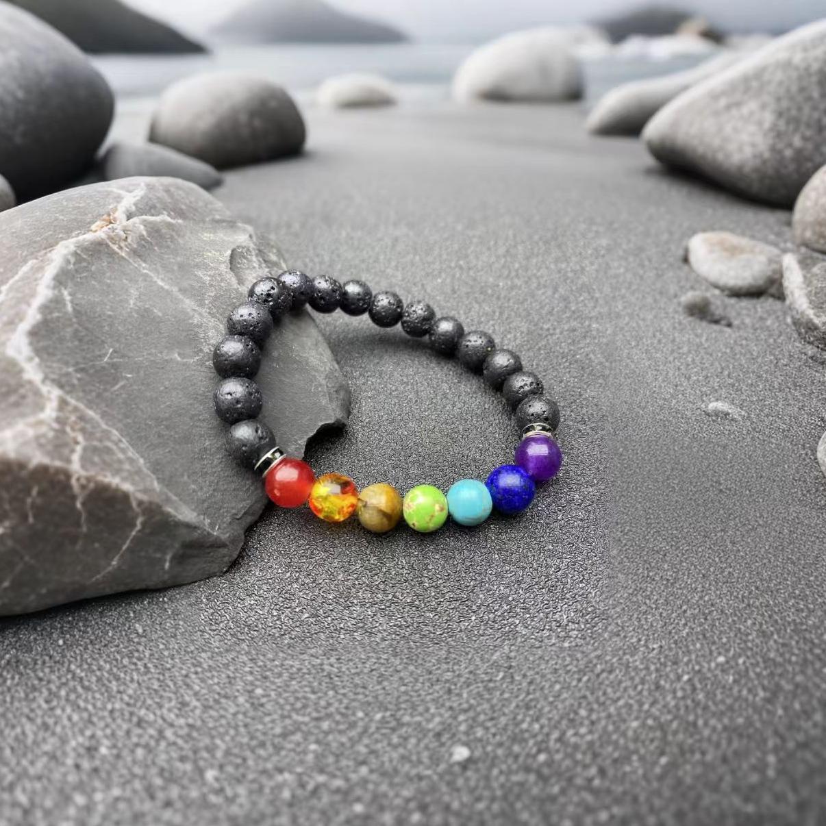 

Браслет чакры Целебные кристаллы Йога Каменные бусины Браслеты Медитация Релаксация Тревога Браслет для женщин и мужчин 8mm