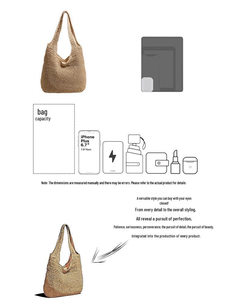 European & American Mori Style Single Shoulder Straw Woven Bag - Casual, Versatile, Large Capacity Beach Holiday Bag.