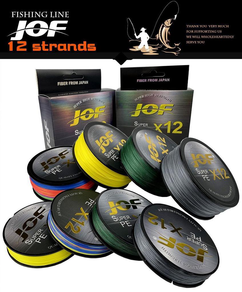 JOF16 12-strand PE Braided River & Saltwater Fishing Line 500m Abrasion-Resistant Smooth-Running High-Strength Long-Cast