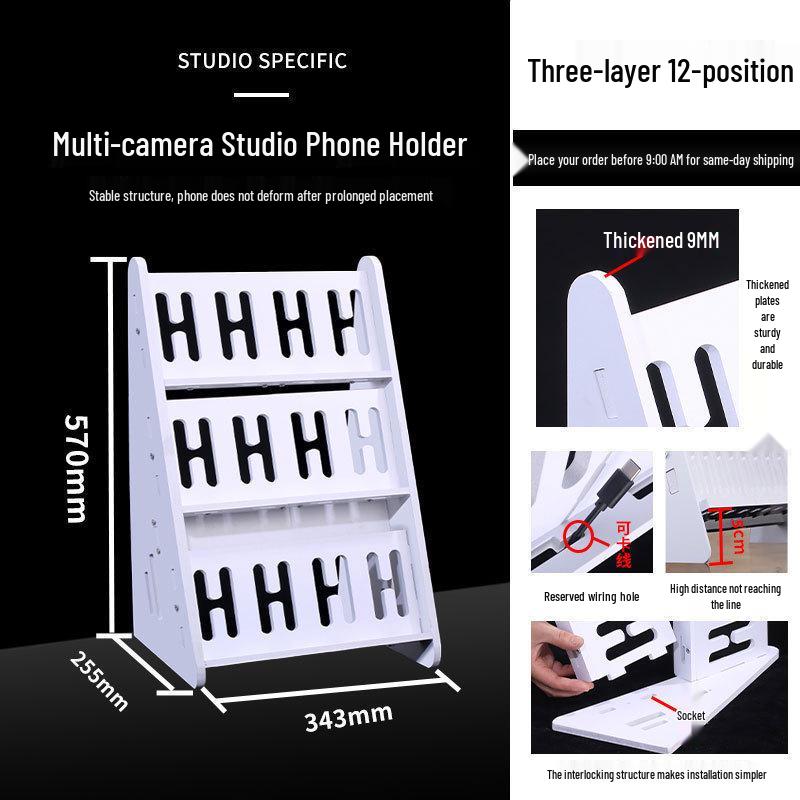 Multi-Camera Desktop & Floor Phone Holder with Charging Capability