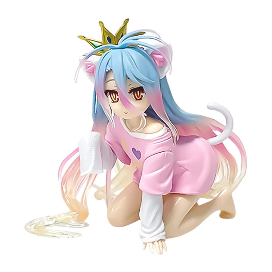 10cm NO GAME NO LIFE Game Life Sister Uniform Cat Ear Sleeve Coat White Crown Handmade PVC Model Trendy Play Ornament